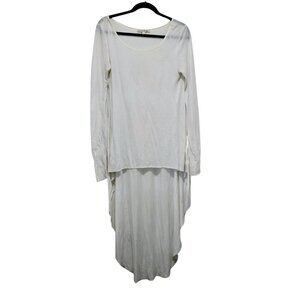 Express One Eleven White High-Low Long Sleeve Top | Size Small